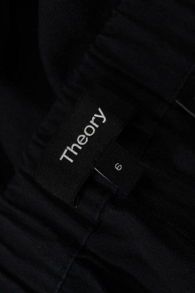 Theory Womens Cropped Ankle Black Pants 55% Linen 41% Lyocell Size 6