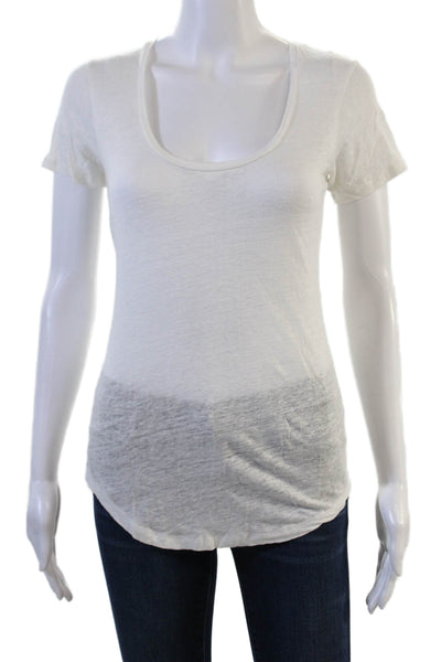 J Crew Womens Basic White Short Sleeve Round Neck T-Shirt Size 2XS