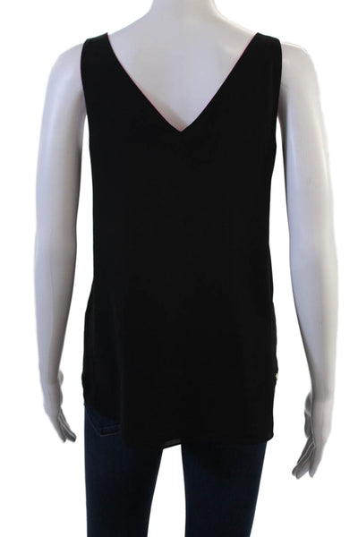 Lilly Pulitzer Womens Black V Neck Sleeveless Tank Solid Polyester Size XS