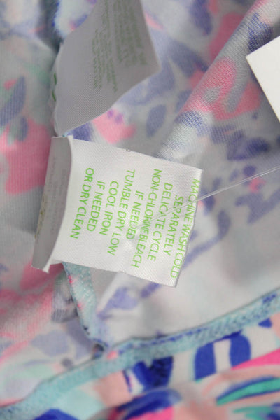 Lilly Pulitzer Women Light Blue Floral Sleeveless Round Neck Camisole Size S