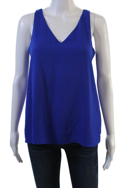 Lilly Pulitzer Womens Blue V-Neck Sleeveless Tank Polyester Beach Size XS
