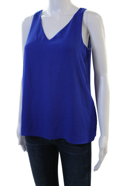 Lilly Pulitzer Womens Blue V-Neck Sleeveless Tank Polyester Beach Size XS
