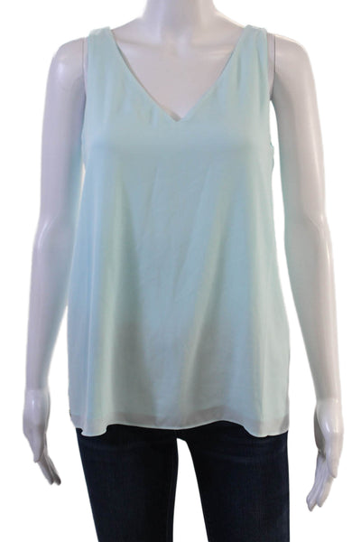 Lilly Pulitzer Womens Light Blue V-Neck Sleeveless Tank Solid Polyester Size XS