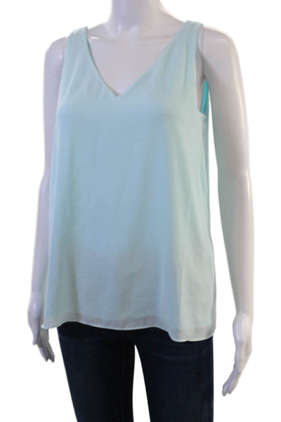 Lilly Pulitzer Womens Light Blue V-Neck Sleeveless Tank Solid Polyester Size XS