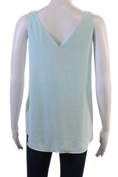 Lilly Pulitzer Womens Light Blue V-Neck Sleeveless Tank Solid Polyester Size XS