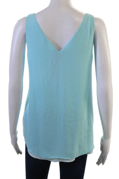 Lilly Pulitzer Womens Light Blue V-Neck Sleeveless Tank Solid Polyester Size XS