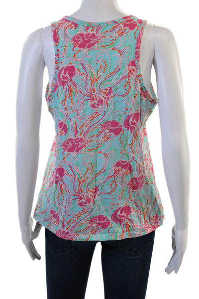Lilly Pulitzer Womens Light Blue Cotton V-Neck Sleeveless Tank Basic Size S