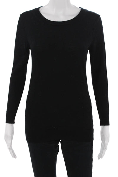 J Crew Unisex Pullover Sweater Black Merino Wool Long Sleeve Size S