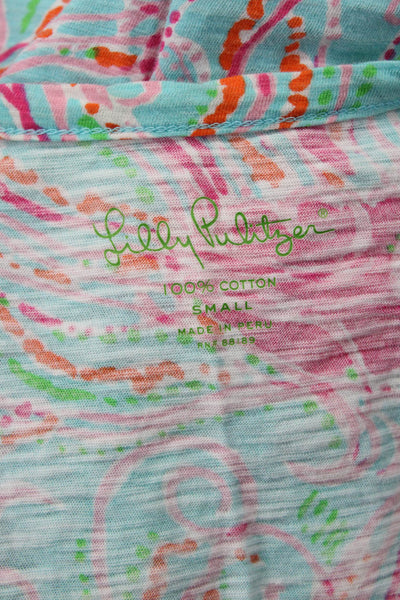 Lilly Pulitzer Womens Light Blue Cotton V-Neck Sleeveless Tank Basic Size S