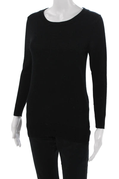 J Crew Unisex Pullover Sweater Black Merino Wool Long Sleeve Size S