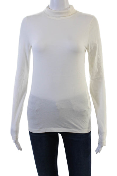 J Crew Womens Basic Mock Neck Long Sleeve Cotton T-Shirt White Size S