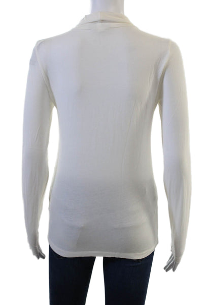J Crew Womens Basic Mock Neck Long Sleeve Cotton T-Shirt White Size S
