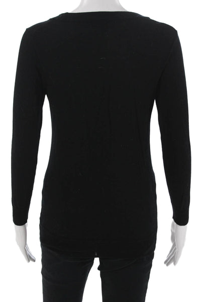 J Crew Unisex Pullover Sweater Black Merino Wool Long Sleeve Size S