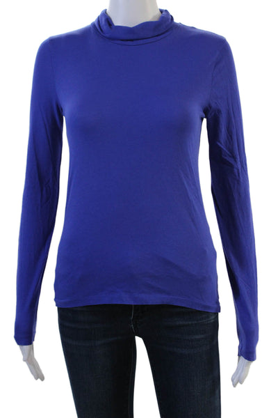 J Crew Womens Basic Blue Mock Neck Long Sleeve T-Shirt Size XS