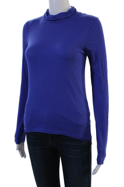 J Crew Womens Basic Blue Mock Neck Long Sleeve T-Shirt Size XS