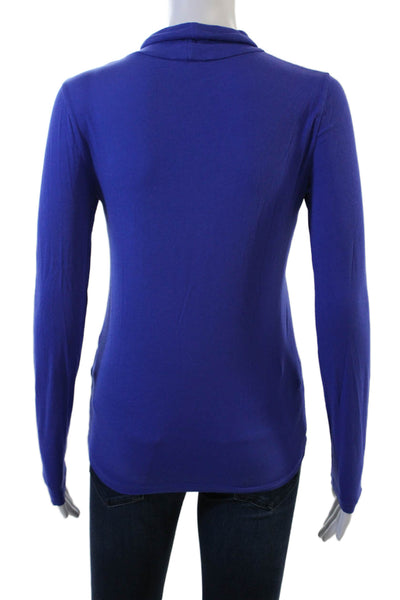 J Crew Womens Basic Blue Mock Neck Long Sleeve T-Shirt Size XS