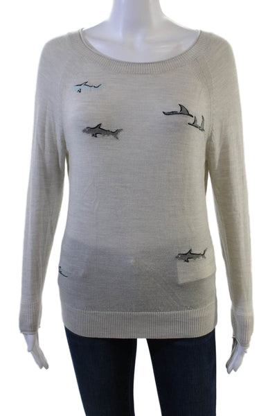 J Crew Unisex Merino Pullover Sweater Beige Animal Graphic Size XS