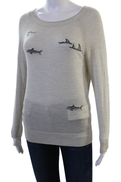 J Crew Unisex Merino Pullover Sweater Beige Animal Graphic Size XS