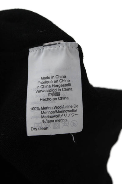 J Crew Unisex Pullover Sweater Black Merino Wool Long Sleeve Size S