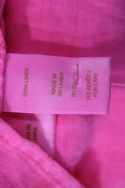 Lilly Pulitzer Women Linen V Neck Sleeveless Button Up Blouse Pink Size XS