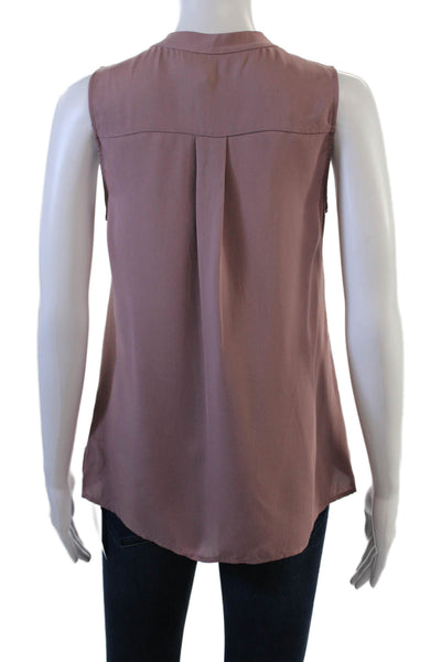 Theory Womens Basic Pink V-Neck Sleeveless Polyester Blouse Size S