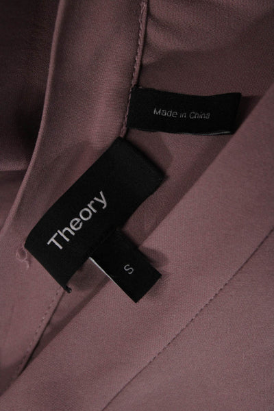Theory Womens Basic Pink V-Neck Sleeveless Polyester Blouse Size S