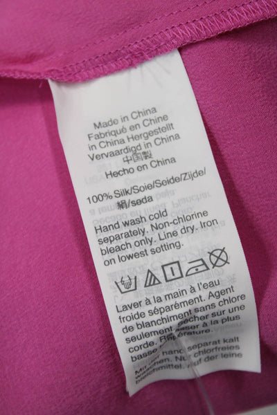 J Crew Womens Collared Silk Button-Up Blouse Long Sleeve Solid Pink Size 2