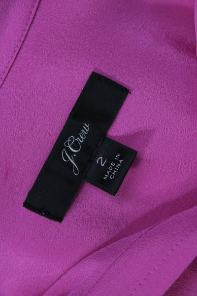 J Crew Womens Collared Silk Button-Up Blouse Long Sleeve Solid Pink Size 2