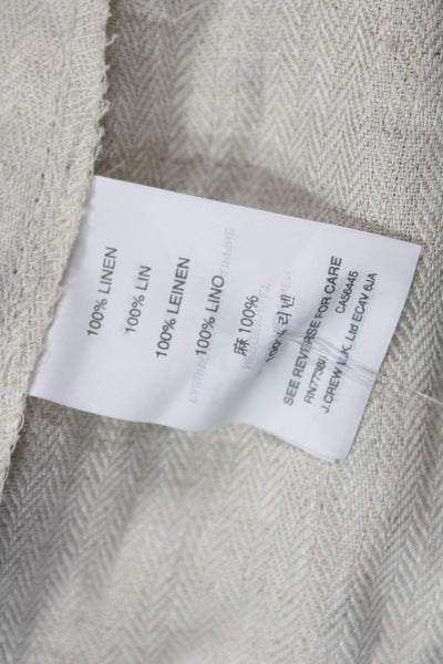 J Crew Unisex Cargo Shorts Beige Linen Herringbone Drawstring Size XS