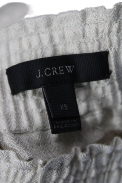 J Crew Unisex Cargo Shorts Beige Linen Herringbone Drawstring Size XS