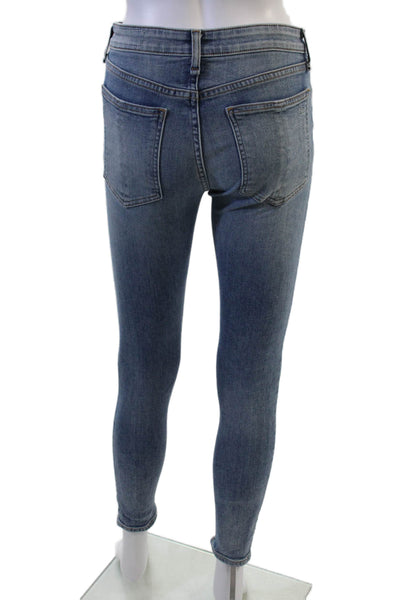 Rag & Bone Womens Ankle Skinny Jeans Blue Button Mid Rise Size 25