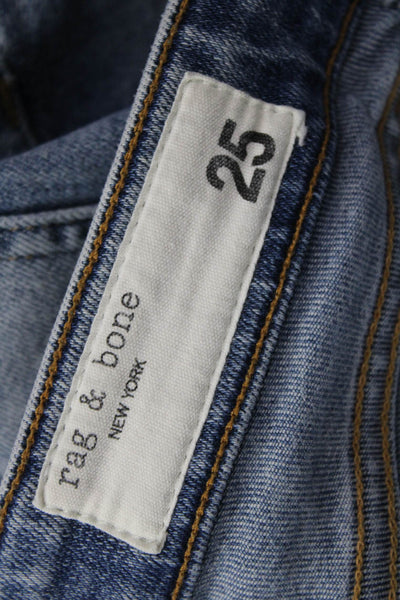 Rag & Bone Womens Ankle Skinny Jeans Blue Button Mid Rise Size 25