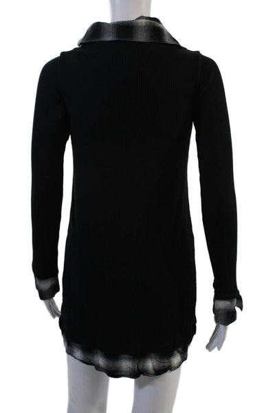 Bailey 44 Women Plaid Collared Long Sleeve Tunic Dress Black Size XS