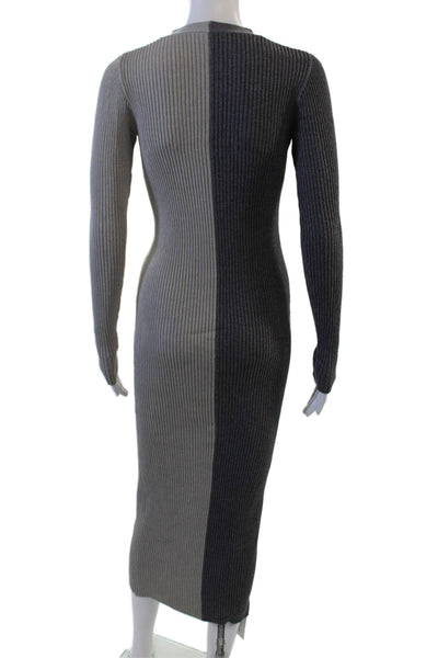 Staud Womens Bodycon Sweater Dress Dark Gray V Neck Long Sleeve Size XS