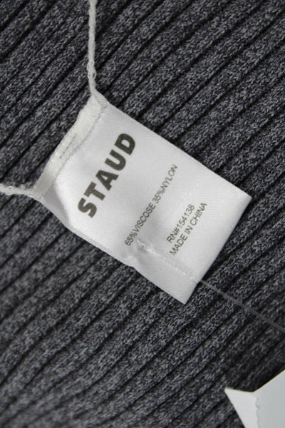 Staud Womens Bodycon Sweater Dress Dark Gray V Neck Long Sleeve Size XS