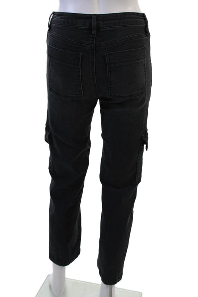 Aqua Women Cropped Cargo Pants Black High Rise Size 24