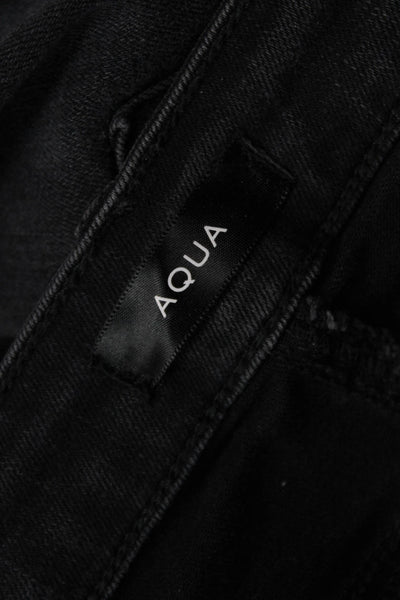 Aqua Women Cropped Cargo Pants Black High Rise Size 24
