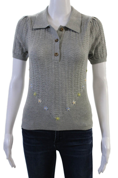 Heartloom Unisex Pullover Gray Collared Button Short Sleeve Cotton Size XS