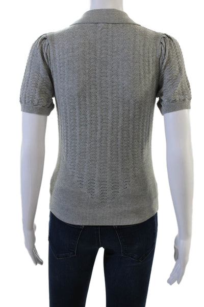 Heartloom Unisex Pullover Gray Collared Button Short Sleeve Cotton Size XS