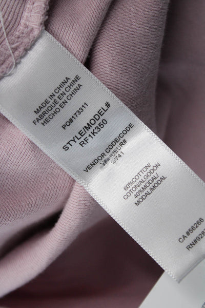 Splendid Women Long Sleeve Basic T-Shirt Pink Round Neck 60% Cotton Size XS