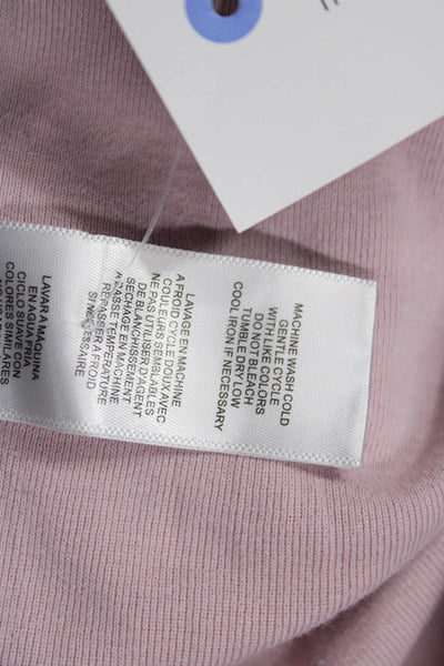 Splendid Women Long Sleeve Basic T-Shirt Pink Round Neck 60% Cotton Size XS