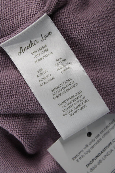 Another Love Unisex Pullover Sweater Purple Crew Neck Short Sleeve Size XS