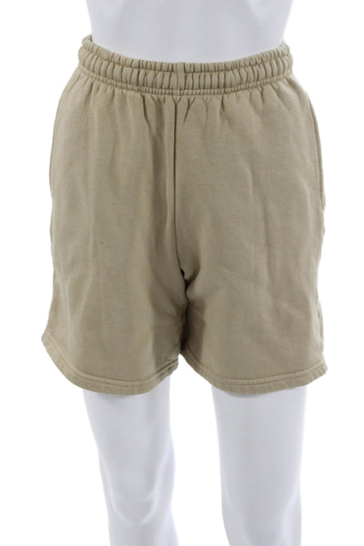 Riley Unisex Sweat Shorts Beige Cotton Blend Size S