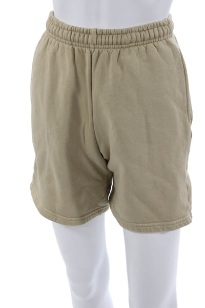 Riley Unisex Sweat Shorts Beige Cotton Blend Size S