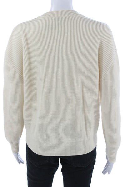 Zara Unisex Pullover Wool V-Neck Long Sleeve Beige Sweaters Size S