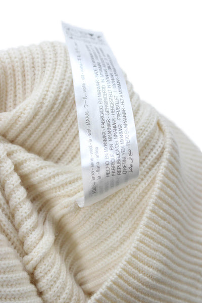 Zara Unisex Pullover Wool V-Neck Long Sleeve Beige Sweaters Size S
