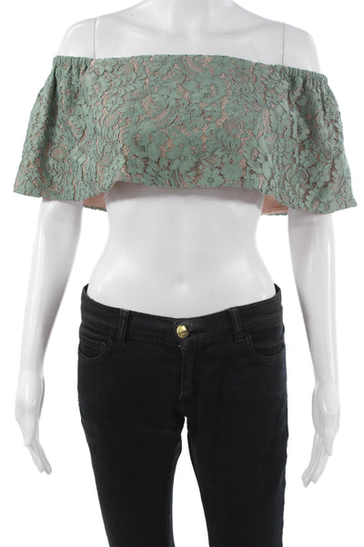 Alexis Womens Cropped Sleeveless Floral Green Top Size XS