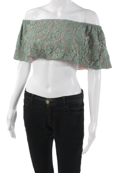Alexis Womens Cropped Sleeveless Floral Green Top Size XS