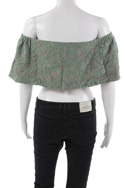 Alexis Womens Cropped Sleeveless Floral Green Top Size XS