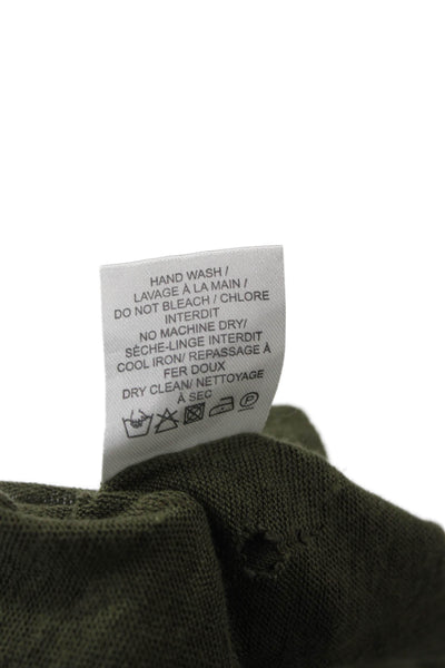 IRO Women Green Silk Blend Crew Neck Long Sleeve T-Shirt Grunge Size XS